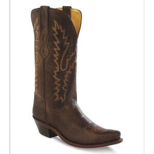 Old West Brown Snip Toe Cowboy Boots - Size 7.0